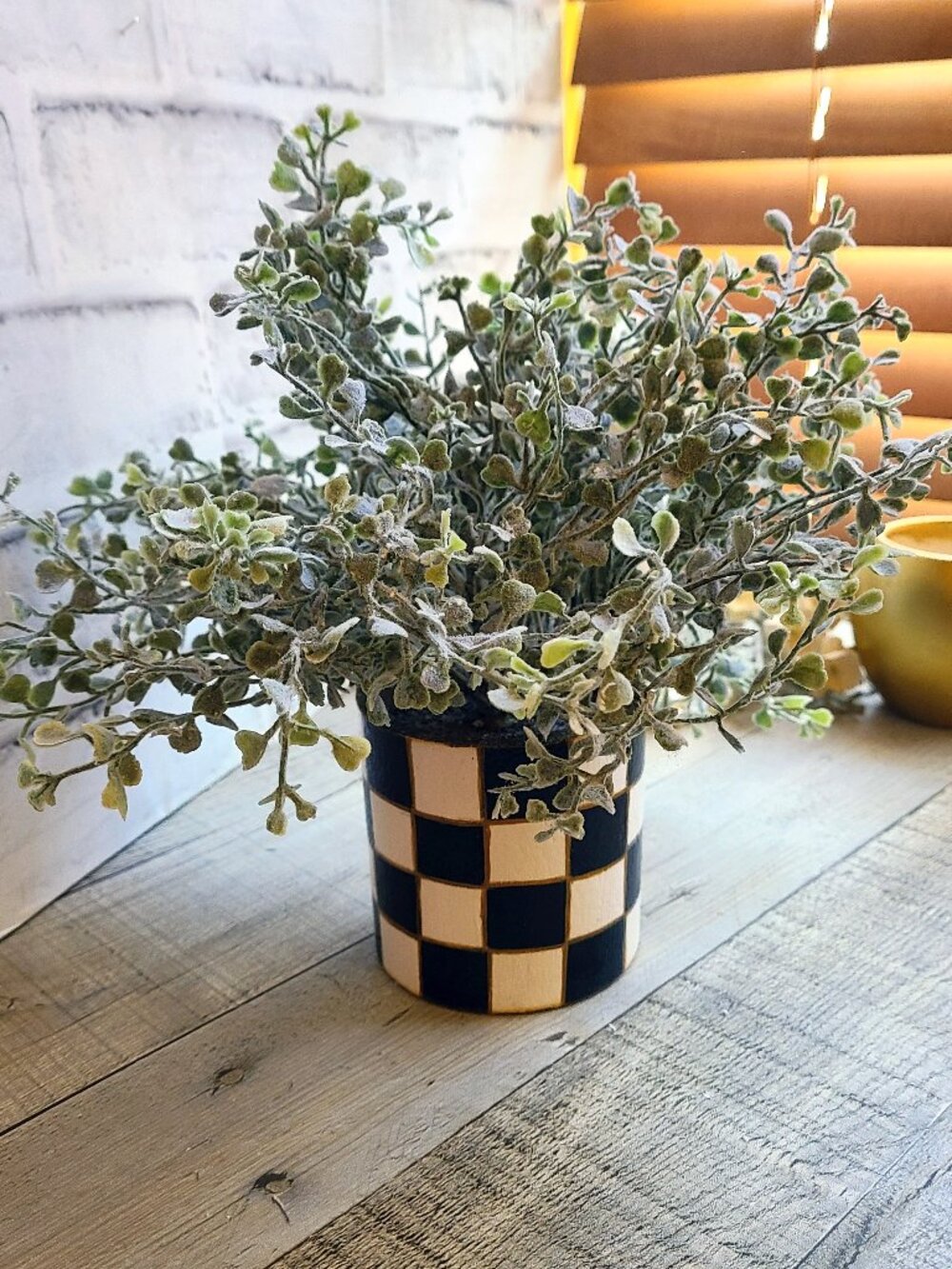 Checked Planter Flocked Boxwood Buffalo Check Flower Pot Home Decor